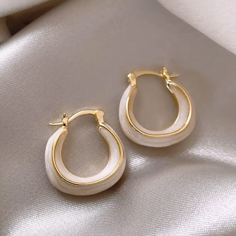 Cream Hoop Earring