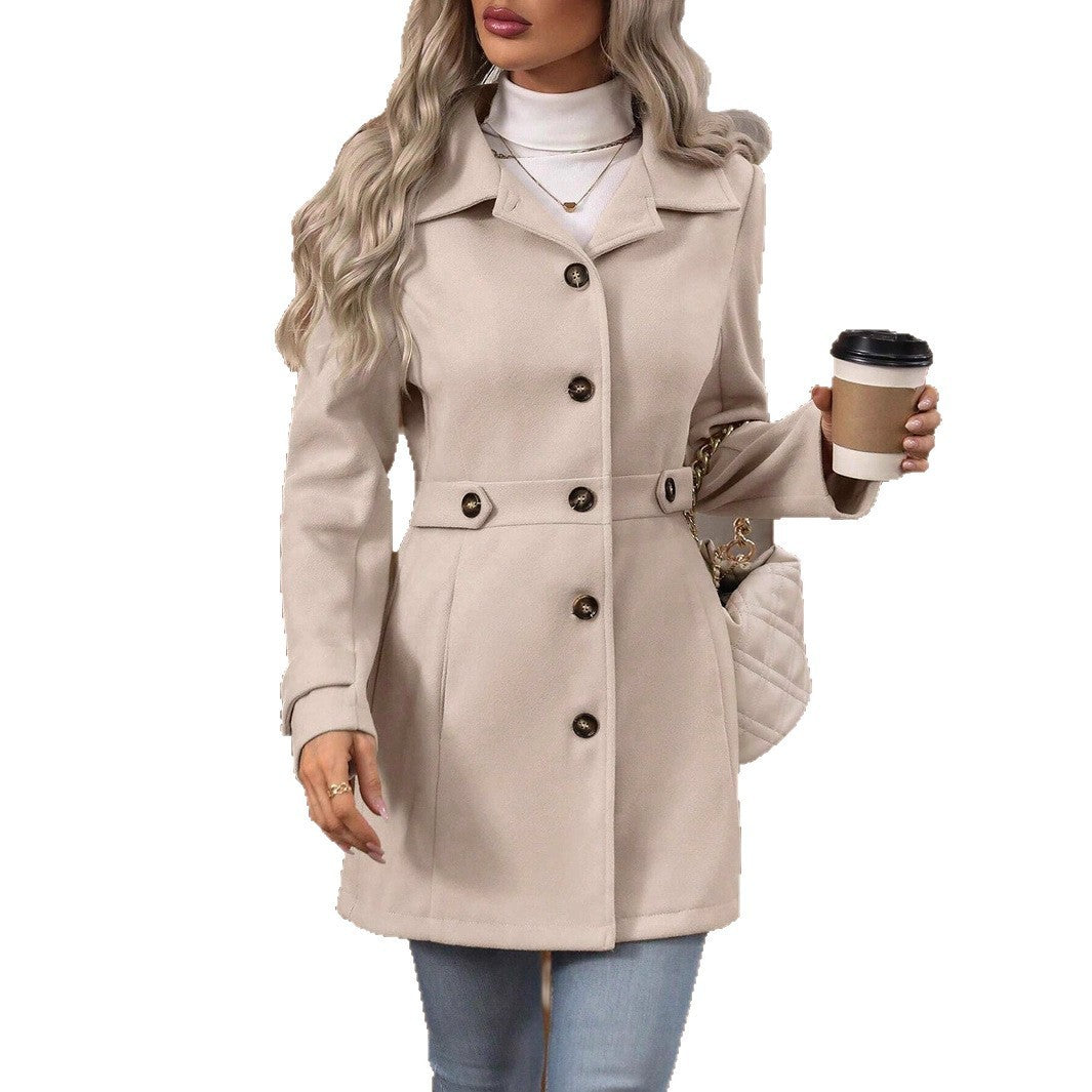 Single-breasted Woolen Coat