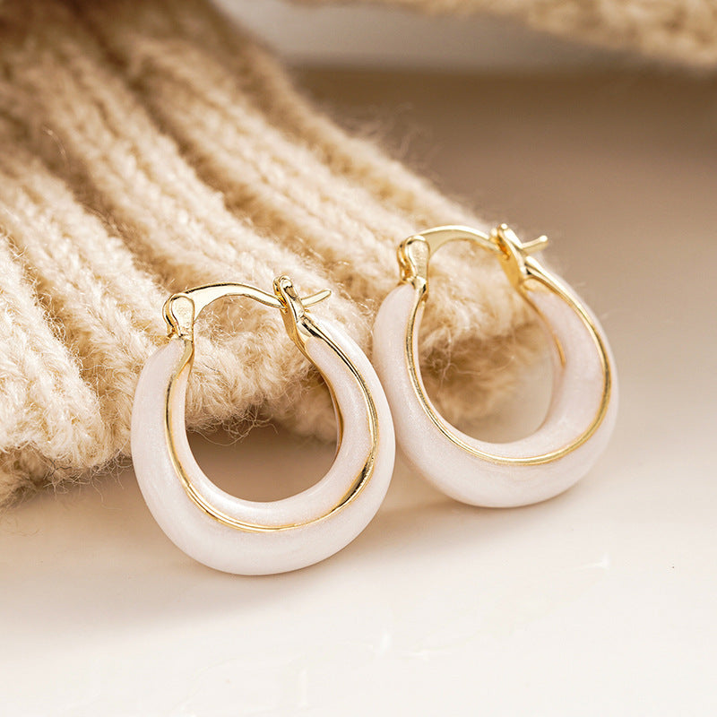 Cream Hoop Earring