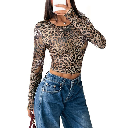 Women's Vintage Leopard Print Long-sleeved